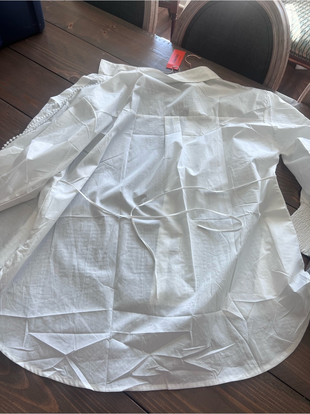 Women's White Lace-Trim Button Shirt - Picture 5 of 5